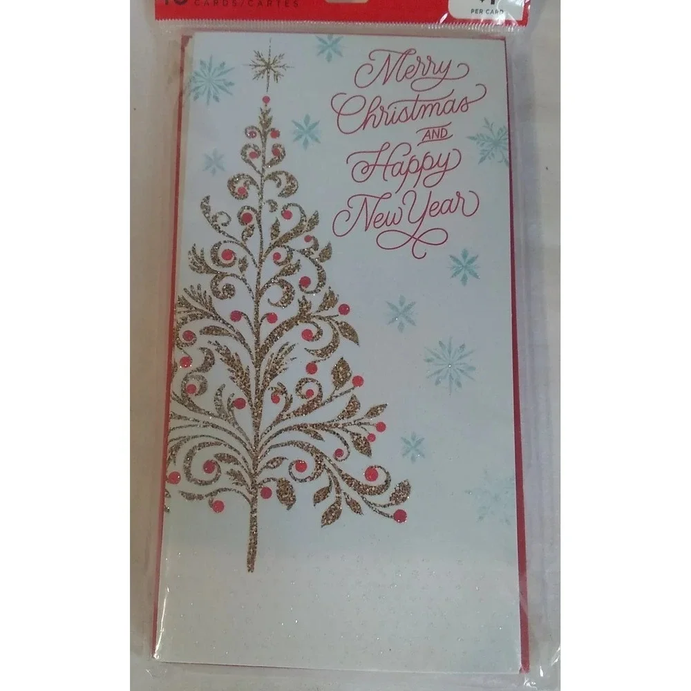 Money‎ Gift Christmas Cards Envelopes (10) Glitter Tree NEW Hallmark Connections